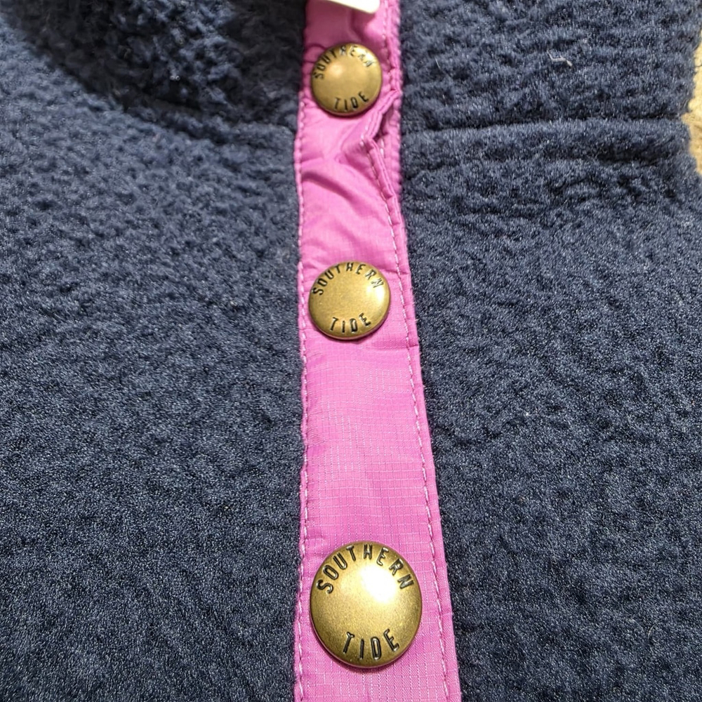 Southern Tide Women’s Fleece Pullover Navy Pink Small Lightweight Snap Shirt NWT - Picture 4 of 9